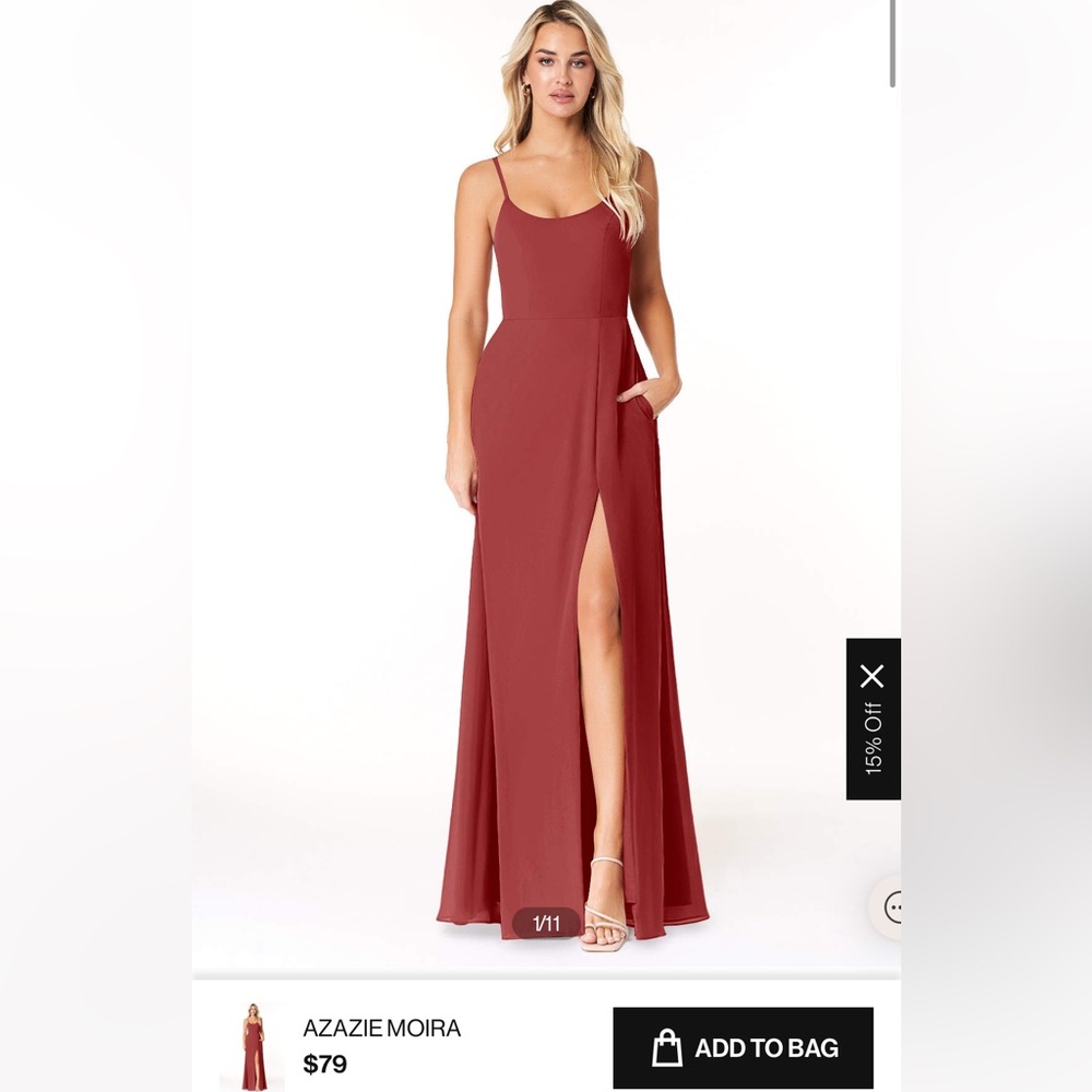 Azazie Rust colored dress, never worn